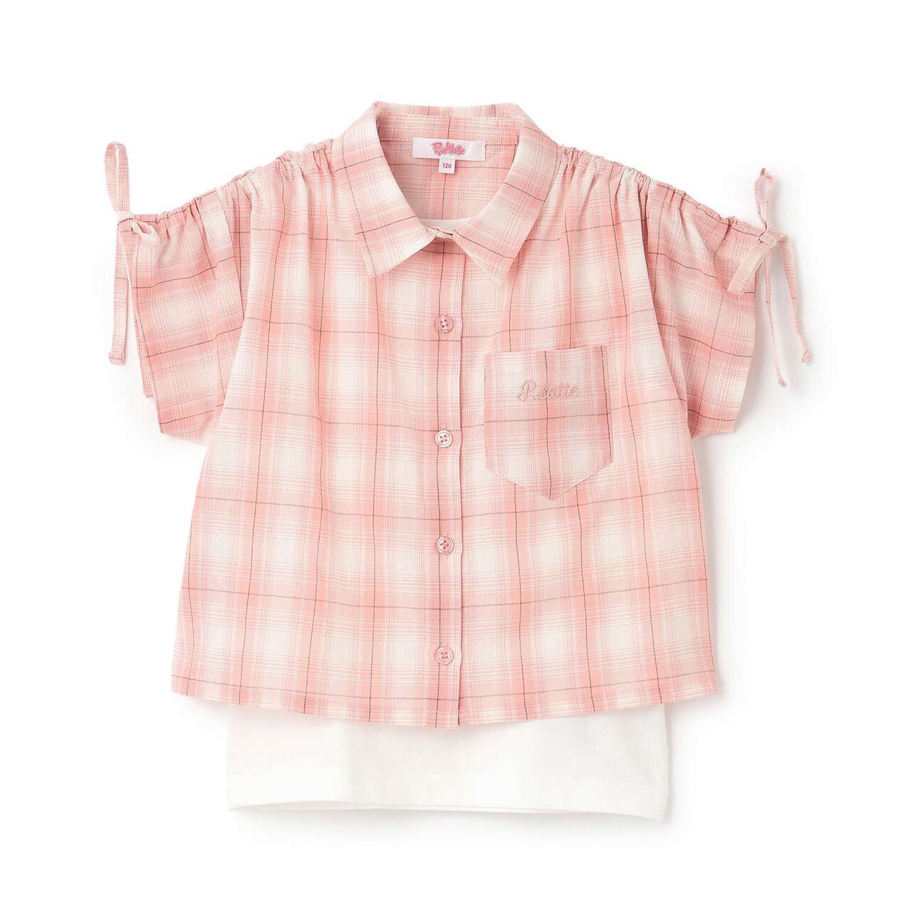 [3WAY] Checkered Shirt with Sleeve Drawstring + Tank Top Set,Black, large image number 13