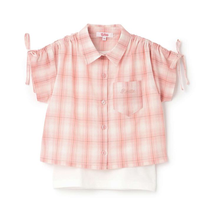[3WAY] Checkered Shirt with Sleeve Drawstring + Tank Top Set,Black, medium image number 13