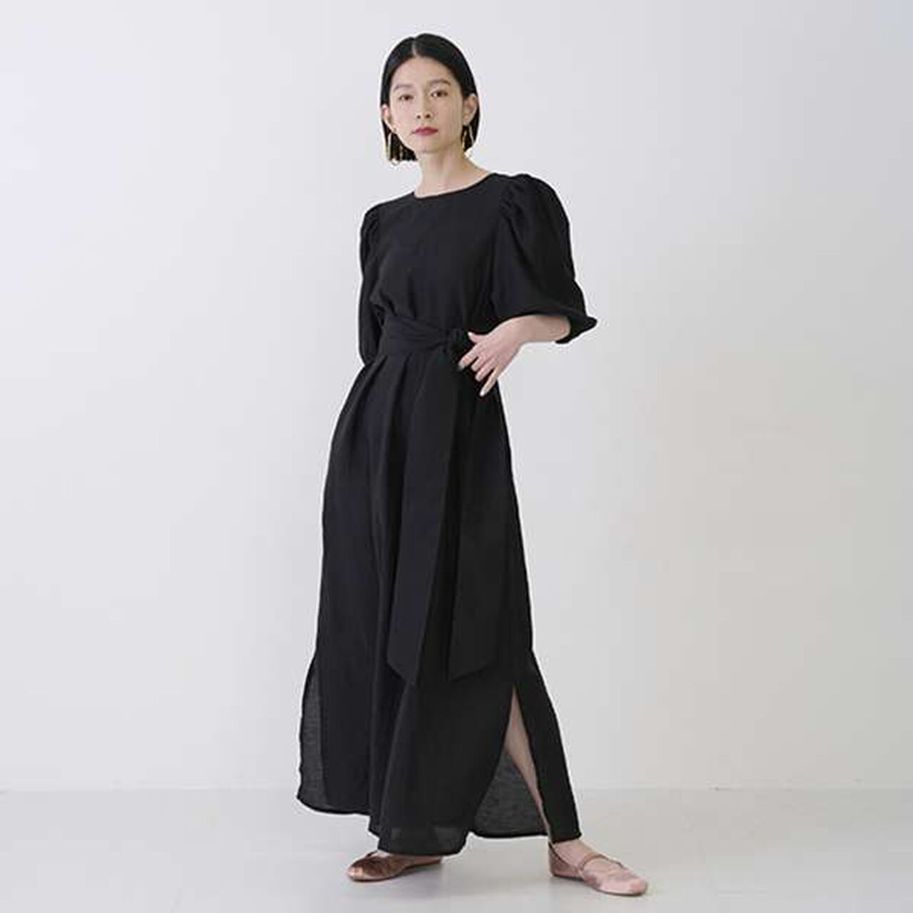 [LADIES] One-Piece Dress with Belt,Black, large image number 0