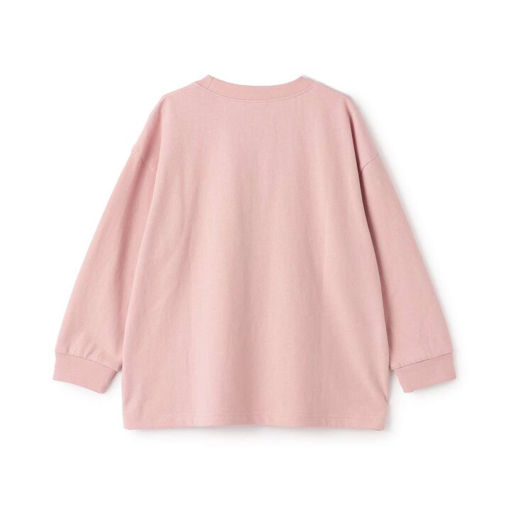 [USA Cotton] Heart Character Motif Wide Long Sleeve T-Shirt,Charcoal gray, medium image number 1