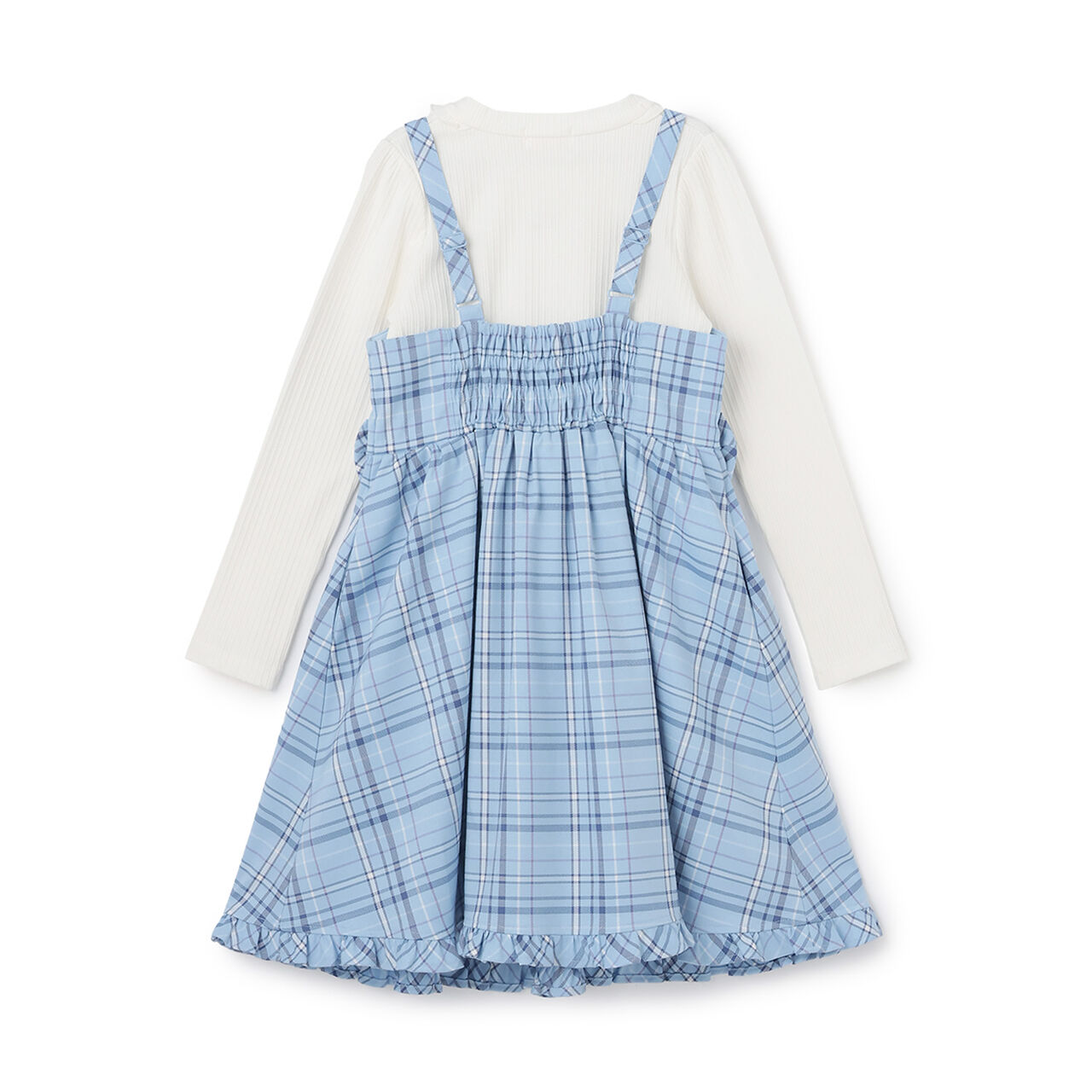 Logo Embroidered Camisole Dress & Long-Sleeve T-Shirt Set,Blue, large image number 5