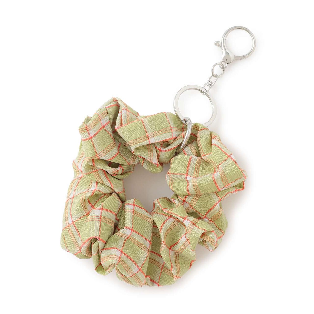 Checkered Pattern Scrunchie Charm,Green, large image number 3