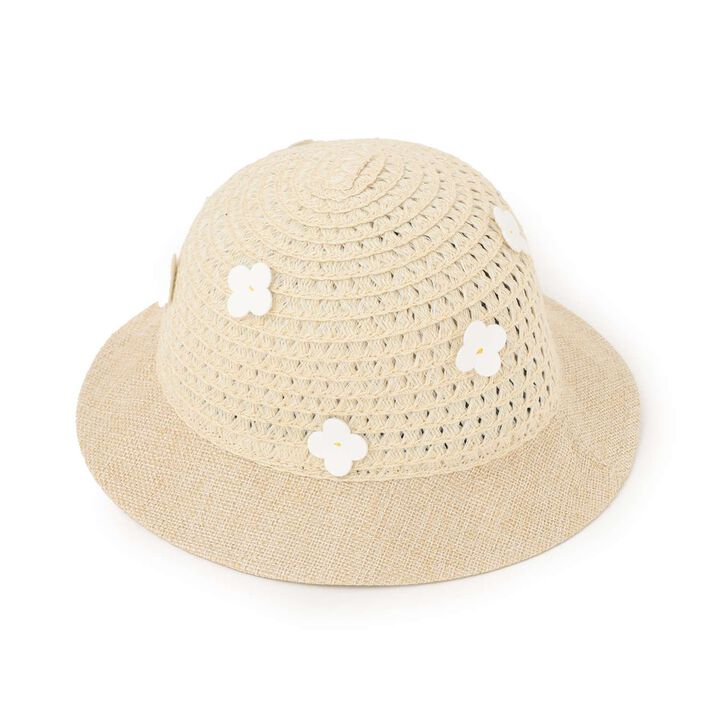 Link Flower-Embellished Straw Hat,Ivory, medium image number 0