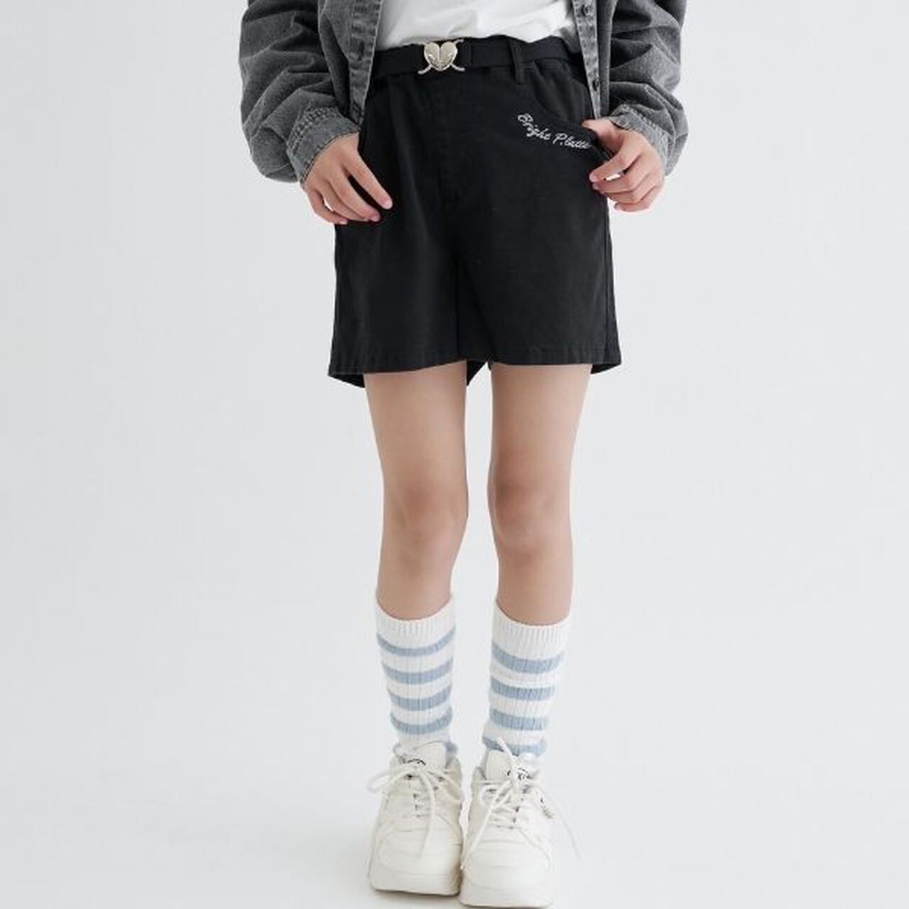 Shorts with Belt,Black, large image number 0