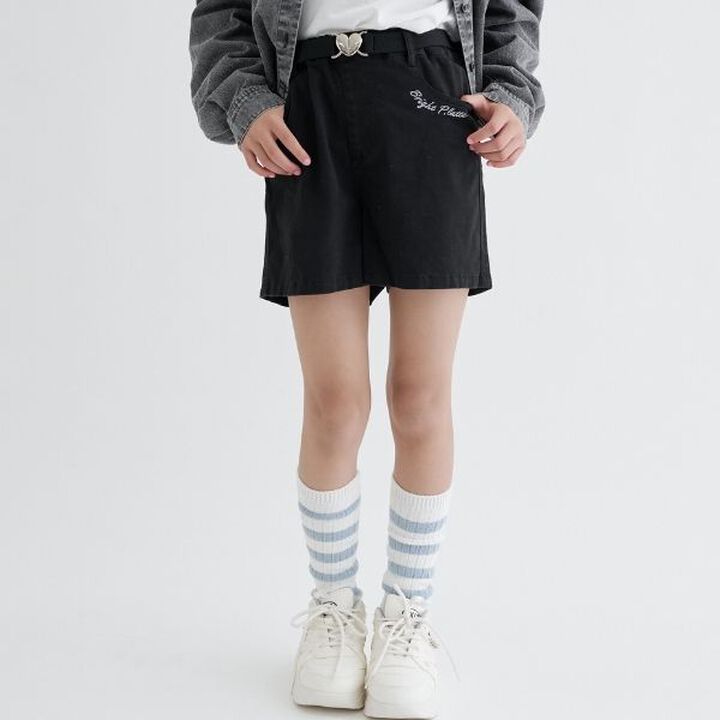 Shorts with Belt,Black, medium image number 0