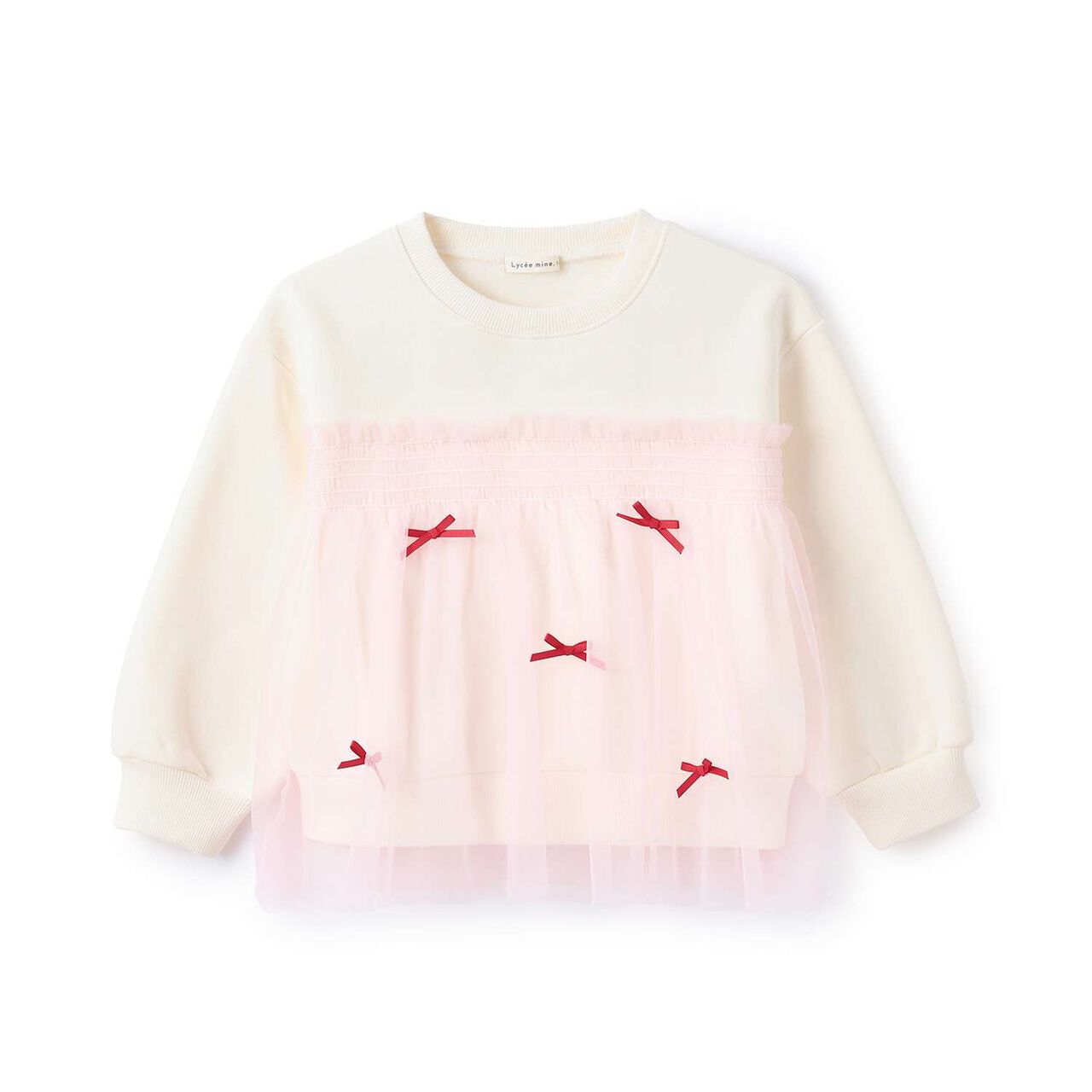 [Lycee Mine Ballet Series] Wool Lined Sweatshirt with Tulle and Ribbon,Ivory, large image number 1