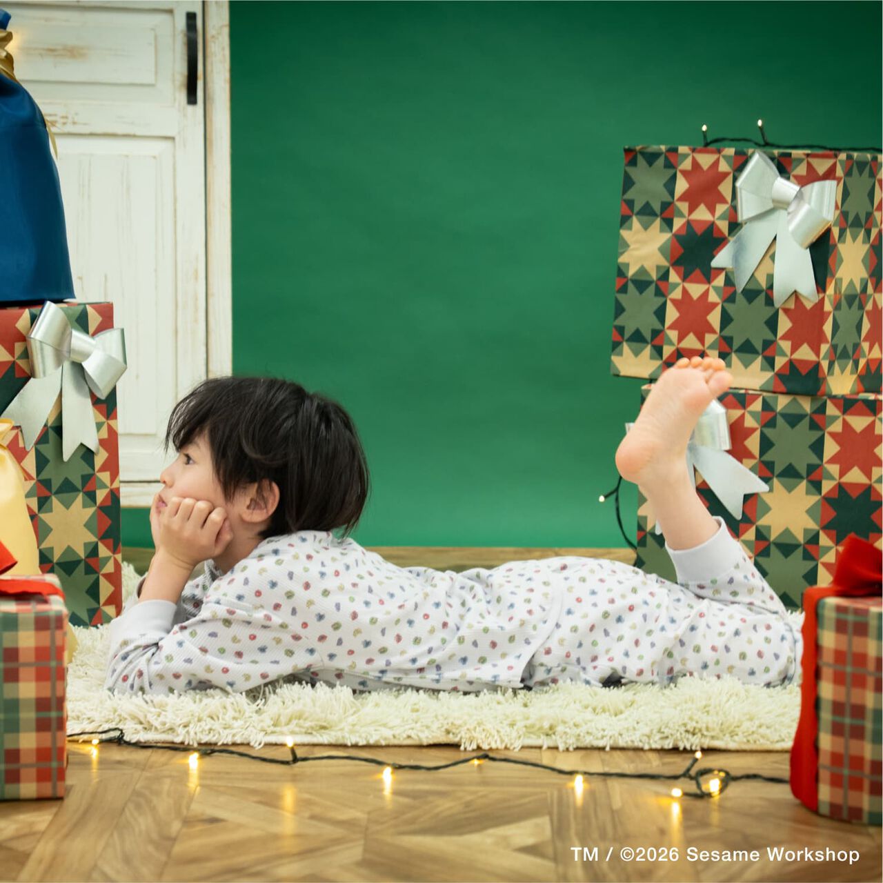 [Sesame Street x Fruits] Waffle Pajamas,Top gray, large image number 15