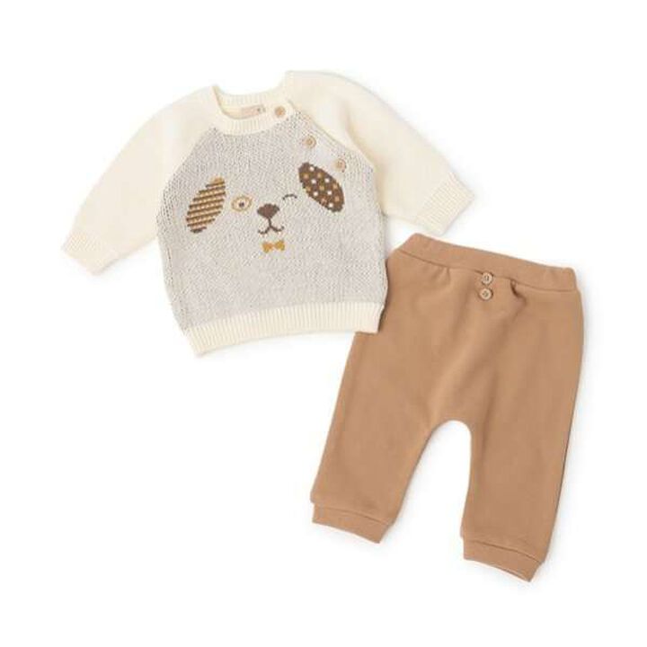 Dog Print Knit + Pants Set,Ivory, medium image number 10