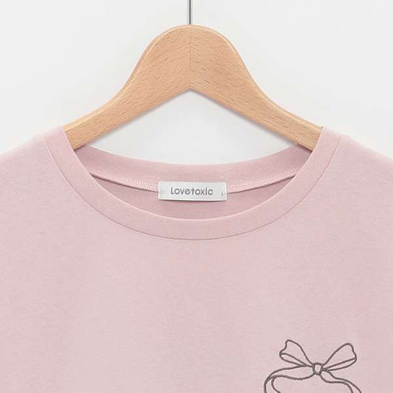 Ribbon Embroidered Half T-Shirt,Mocha tea, large image number 15