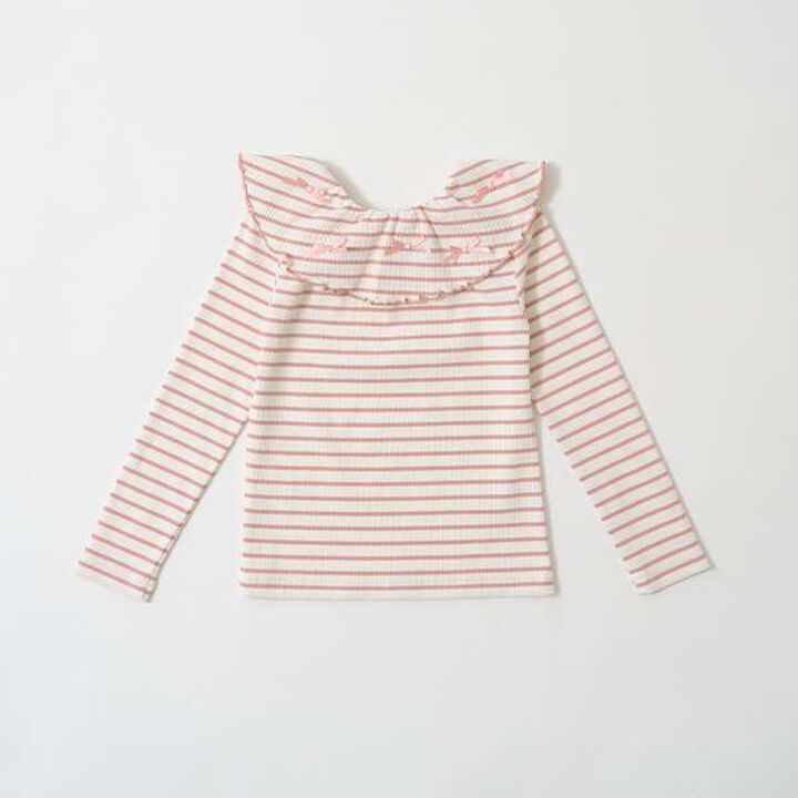 Front and Back Both OK! Collared Long-Sleeve T-Shirt,Pink, medium image number 13