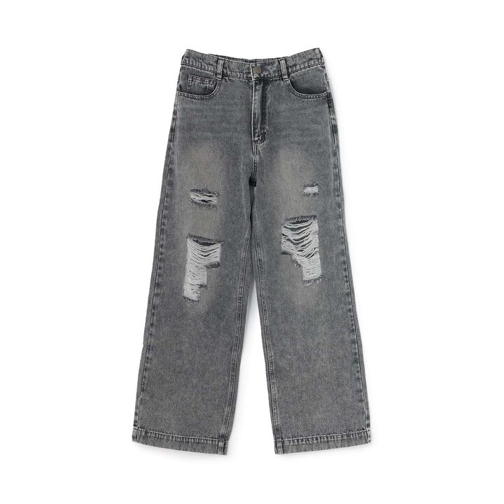 [LTXC] Distressed Denim Wide Pants,Sax blue, medium image number 12