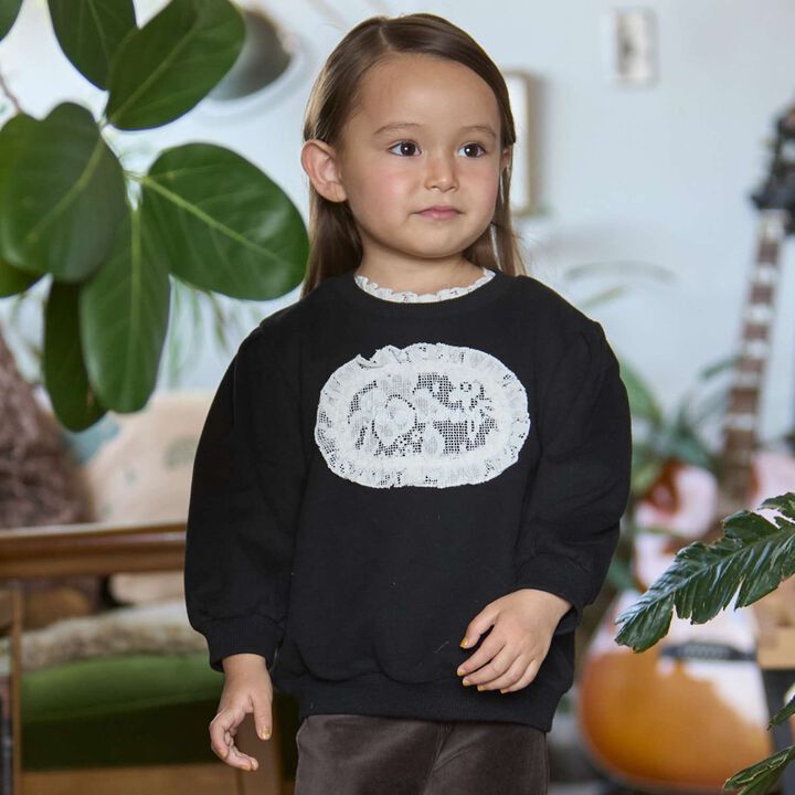 [Link] Lace Sweatshirt,Top gray, medium image number 4