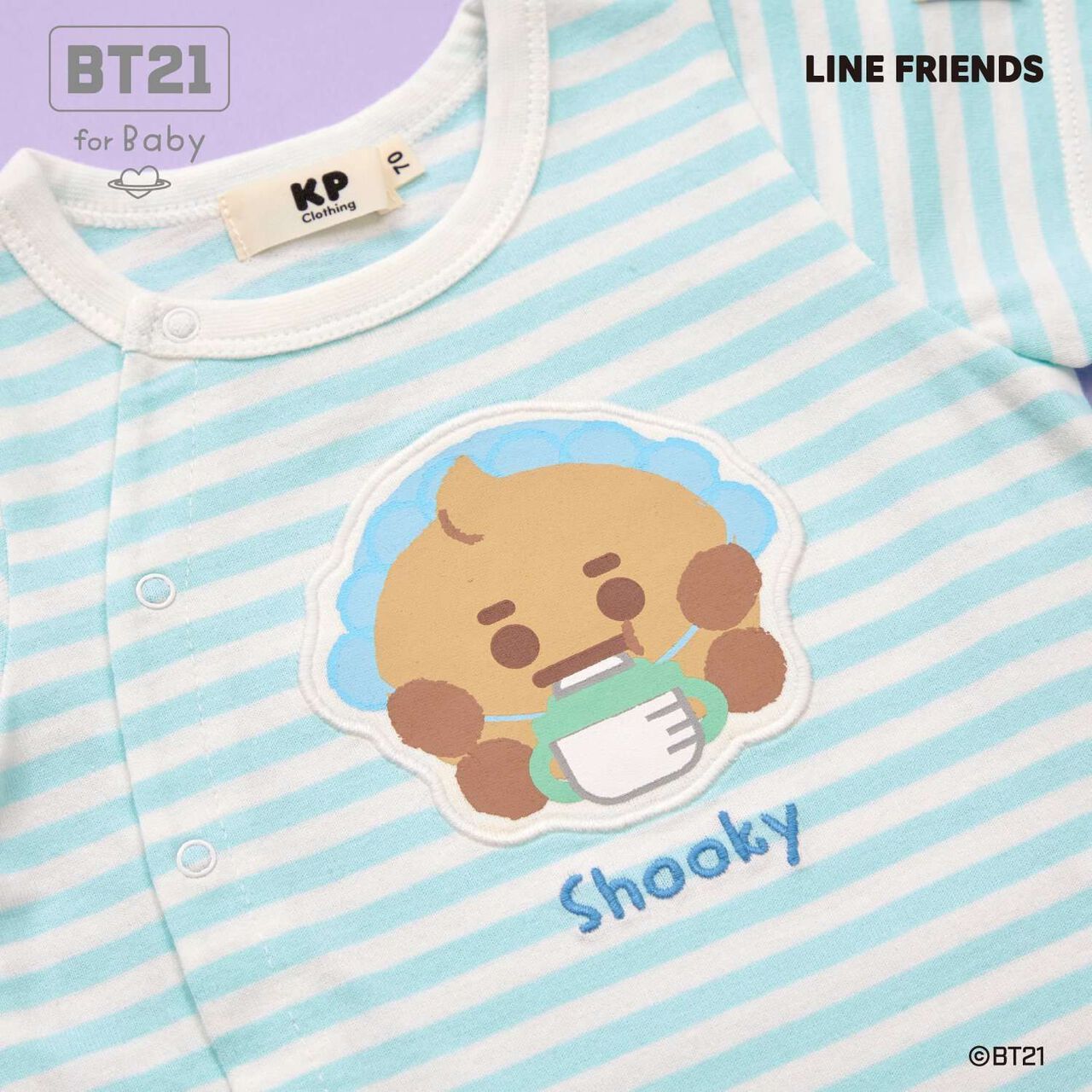 [BT21] Appliqu&eacute; Stripe Pattern Short Overall,Mint, large image number 10