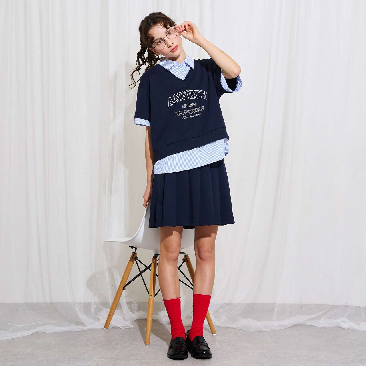[AMI] Layered Outfit Set,Navy, large image number 0