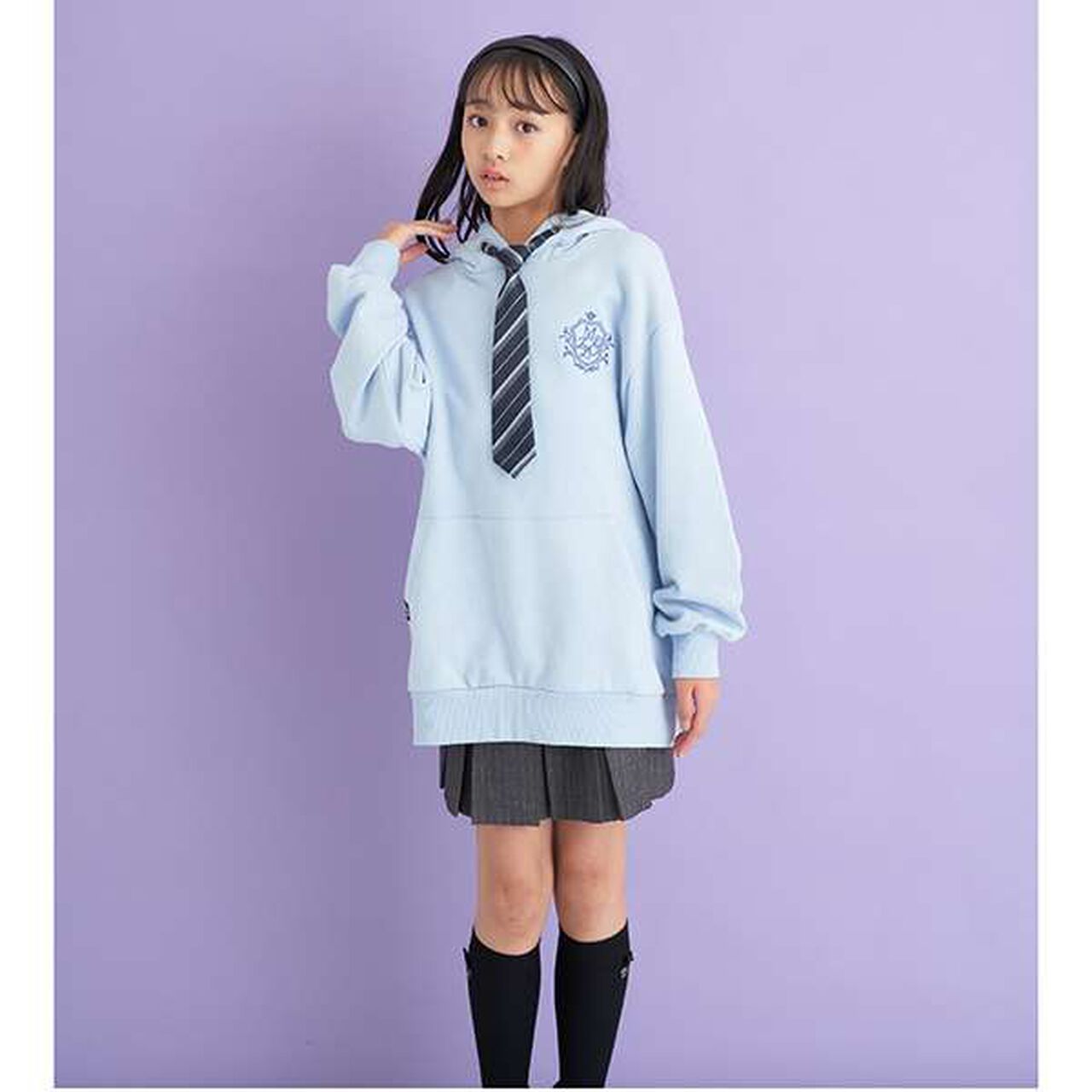 Manish Pleated Skirt with Logo Belt (Includes Spats),Gray, large image number 8