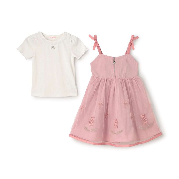 Ballet Embroidered Camisole Dress & Short-Sleeve T-Shirt Set,Pink, medium image number 5