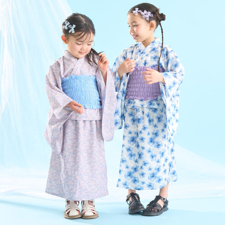 [Easy Wear♪] [Cool Touch] 4-Way Separate Yukata with Obi (OHANA) [Kids Girls],Coral red, medium image number 37