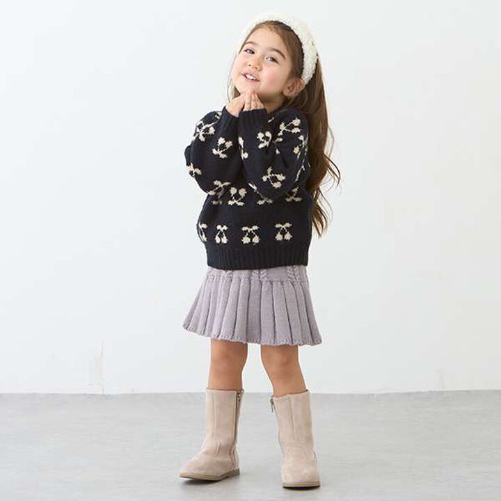 Pleated Knit Skirt,Light gray, medium image number 0