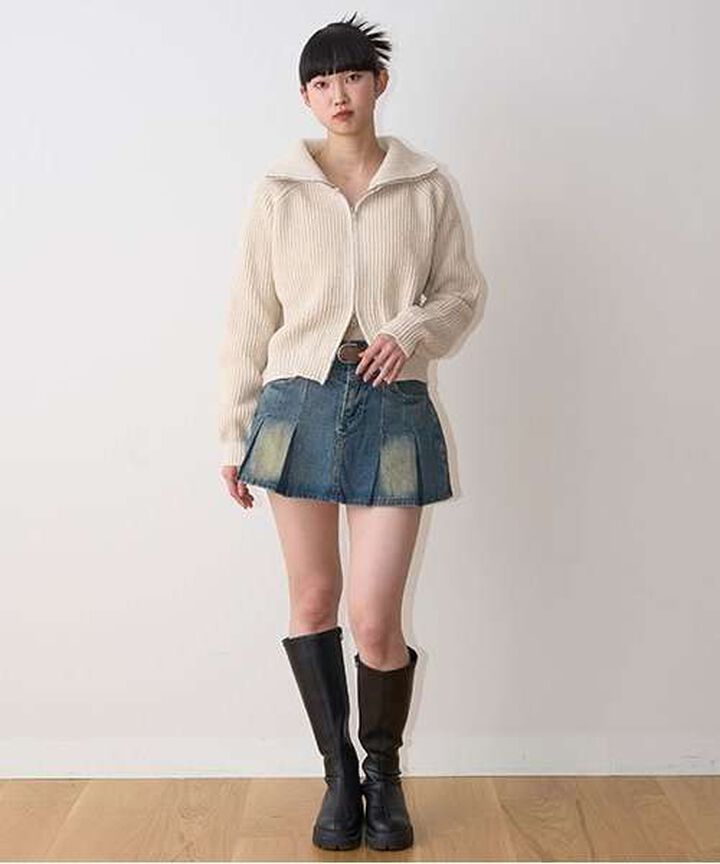 Stand Zip Knitwear,Top gray, medium image number 1