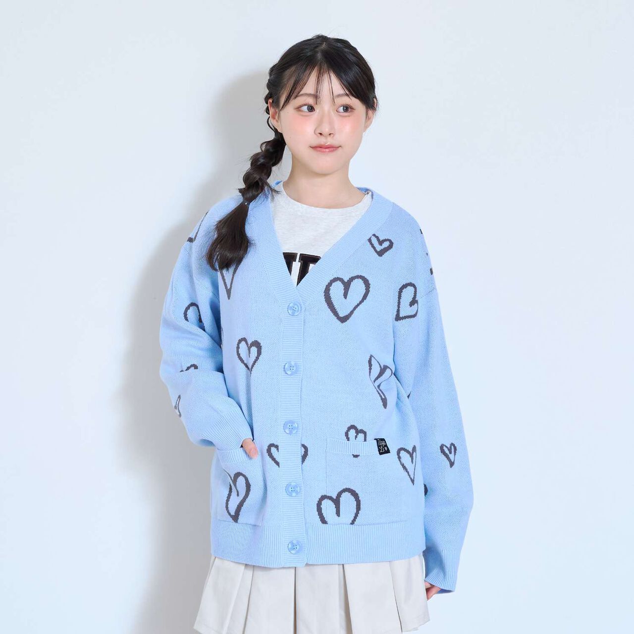 [7days/Washable] Heart Pattern Cardigan,Lavender, large image number 3