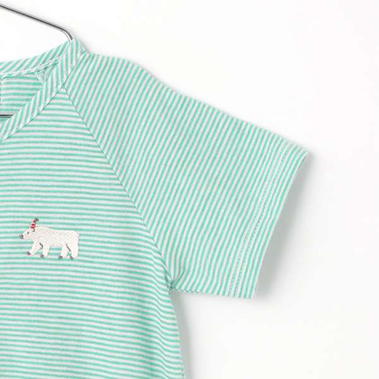 Polar Bear Stripe Bodysuit,Turquoise, large image number 4