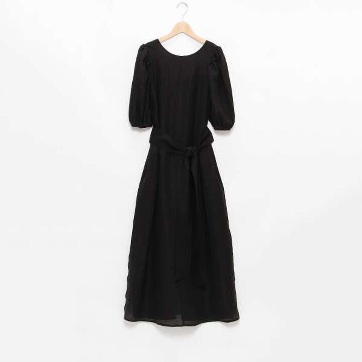 [LADIES] One-Piece Dress with Belt,Black, medium image number 12