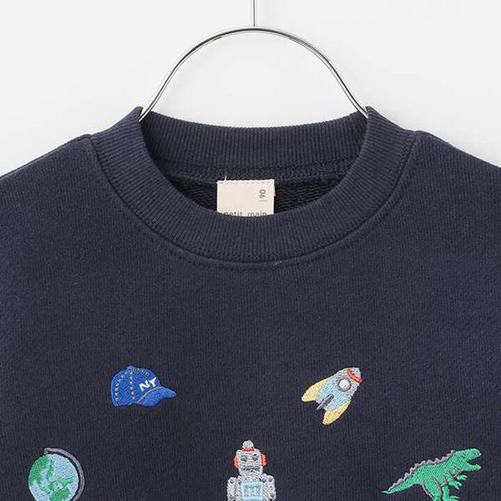 Embroidered Toy Motif Sweatshirt,Navy, medium image number 10