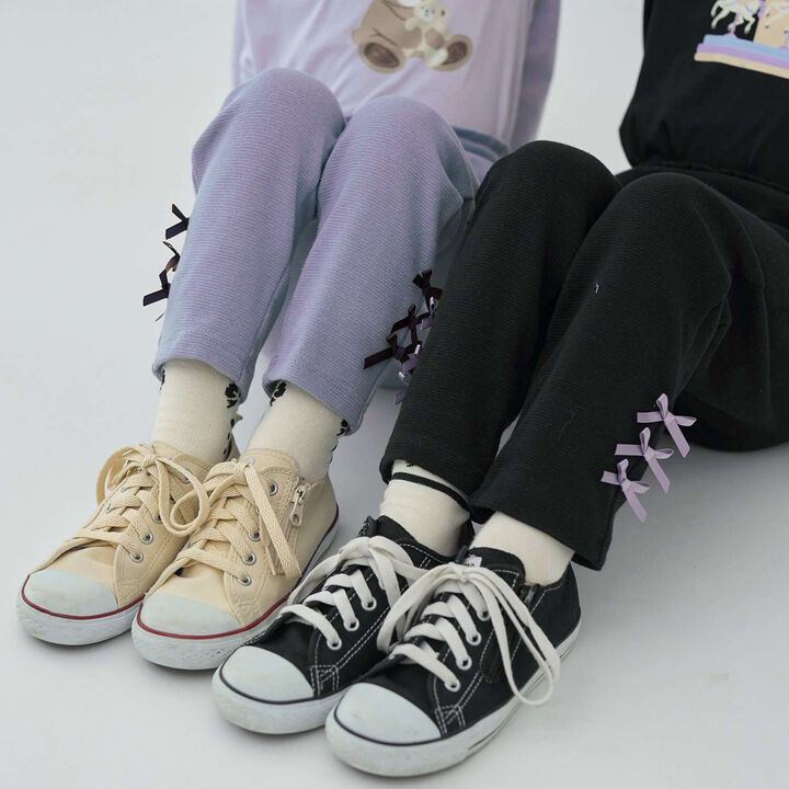 Tomo Pants Back Frill Hem Ribbon Pants,Light gray, medium image number 36