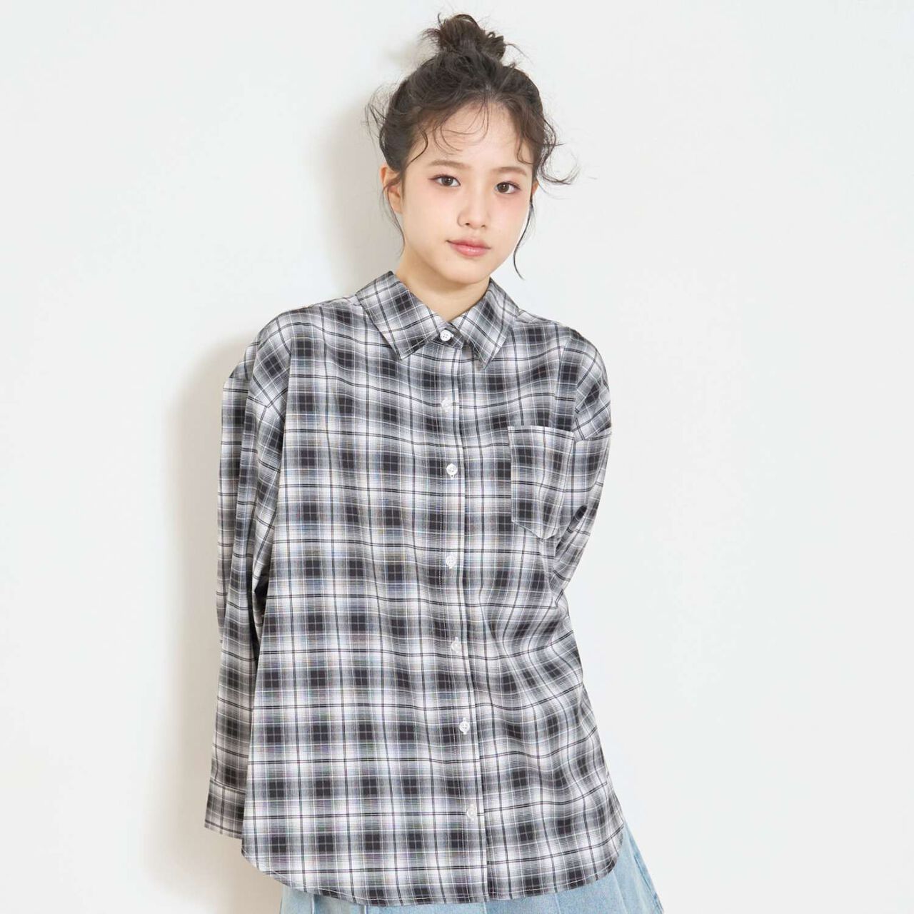 Loose Checkered Shirt,Brown, large image number 6