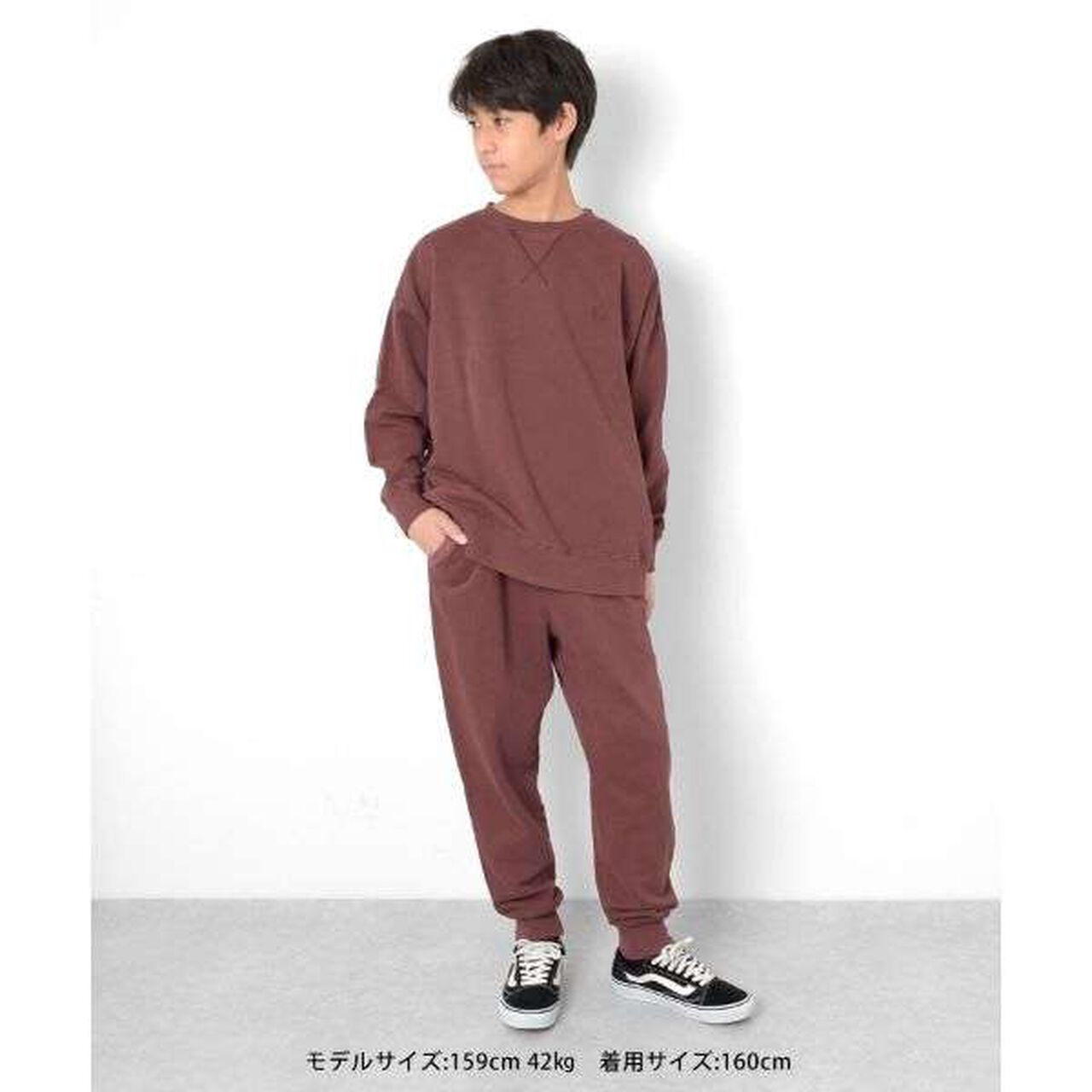 Fleece Pigment Big Sweatshirt,Deep red, large image number 17