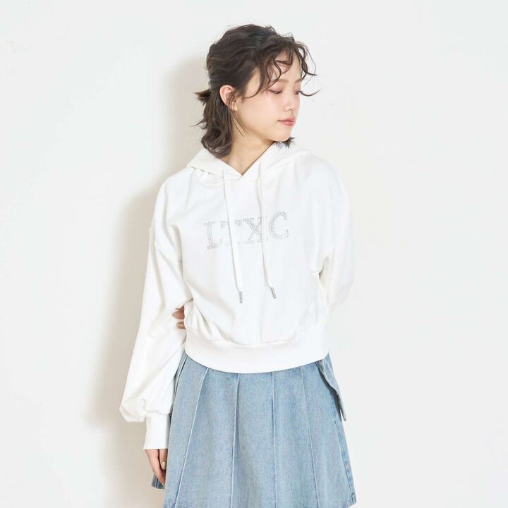 [LTXC] Shaggy Lined Black Cropped Parka,Off white, medium image number 0