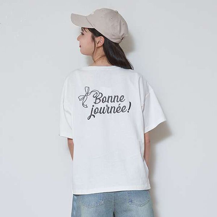 Ribbon Embroidered Half T-Shirt,Mocha tea, medium image number 10