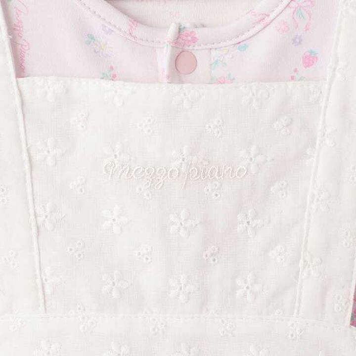 Short-Sleeve Romper & Lace Apron Skirt Set,Light pink, medium image number 8