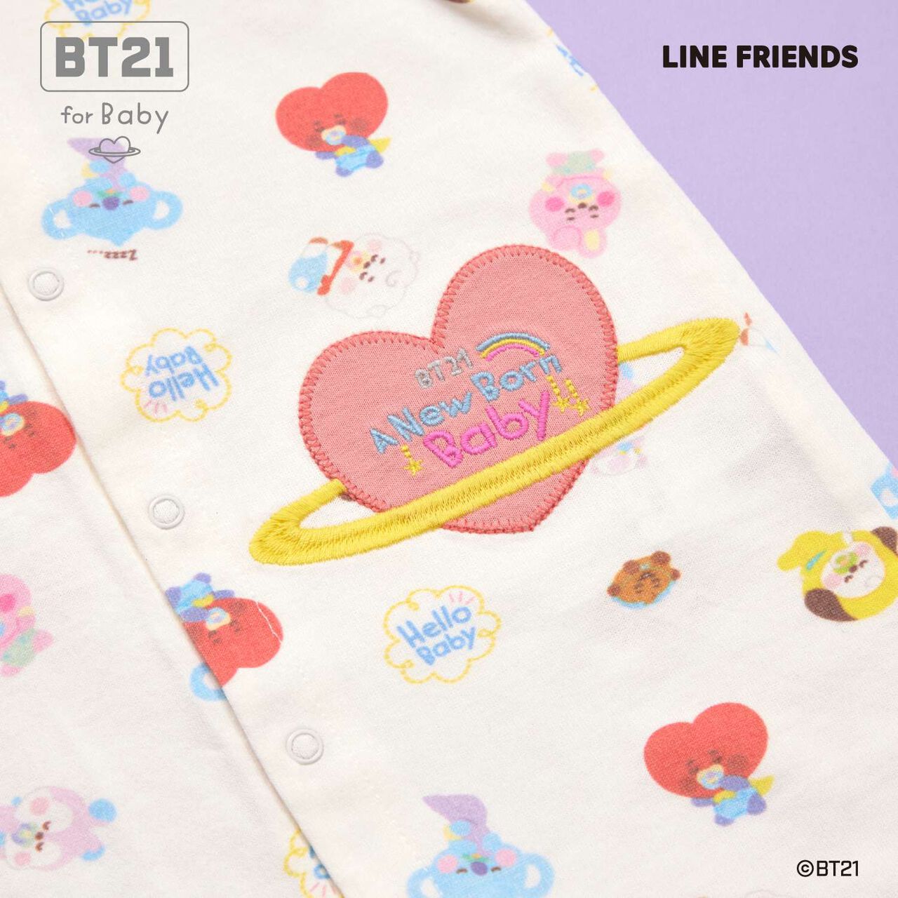 [BT21] Appliqu&eacute; All-Over Pattern Short All-in-One,Sax blue, large image number 3