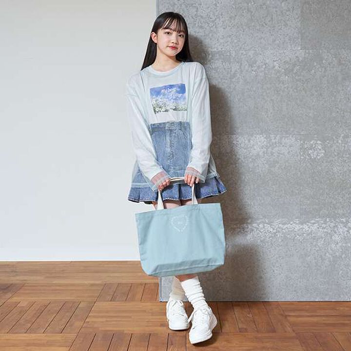 LTXC - Denim Box Pleat Skirt with Inner Shorts,Blue, medium image number 9