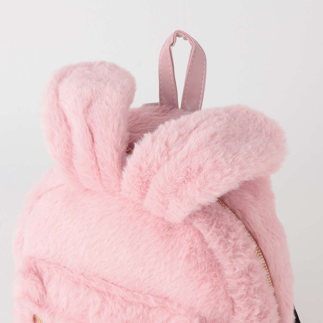 Bunny Ear Fur Backpack,Black, large image number 6