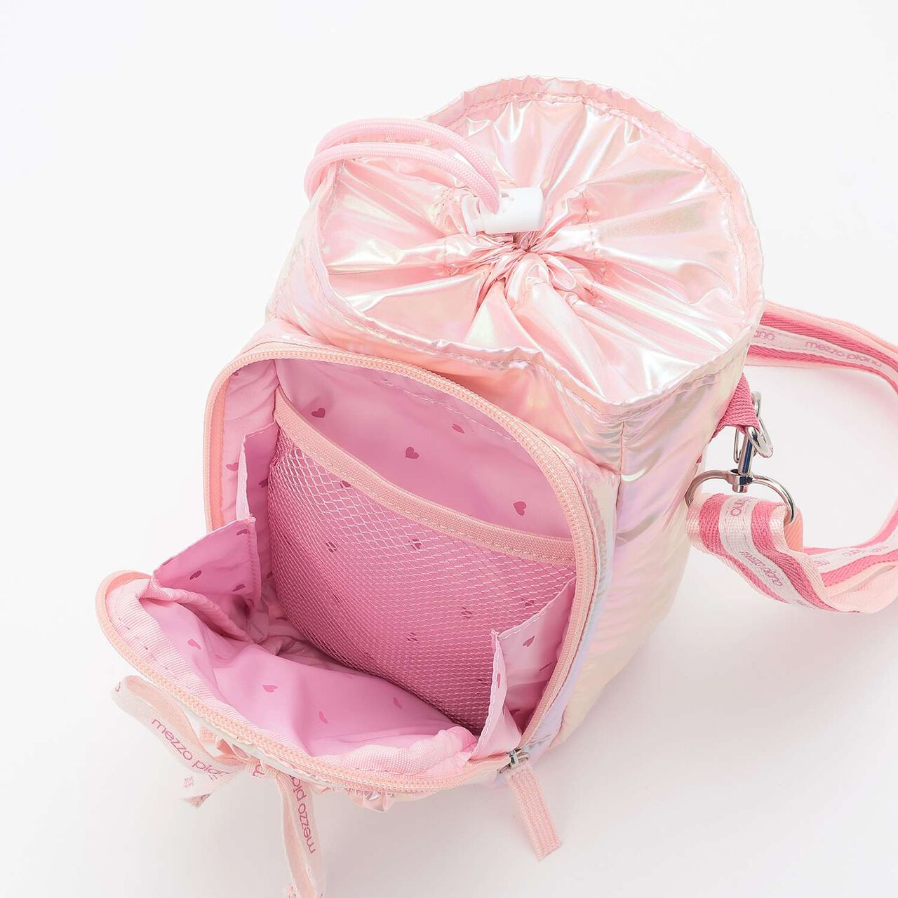 Logo Ribbon Shoulder Bag with Pet Bottle Holder,Pearl white, large image number 7