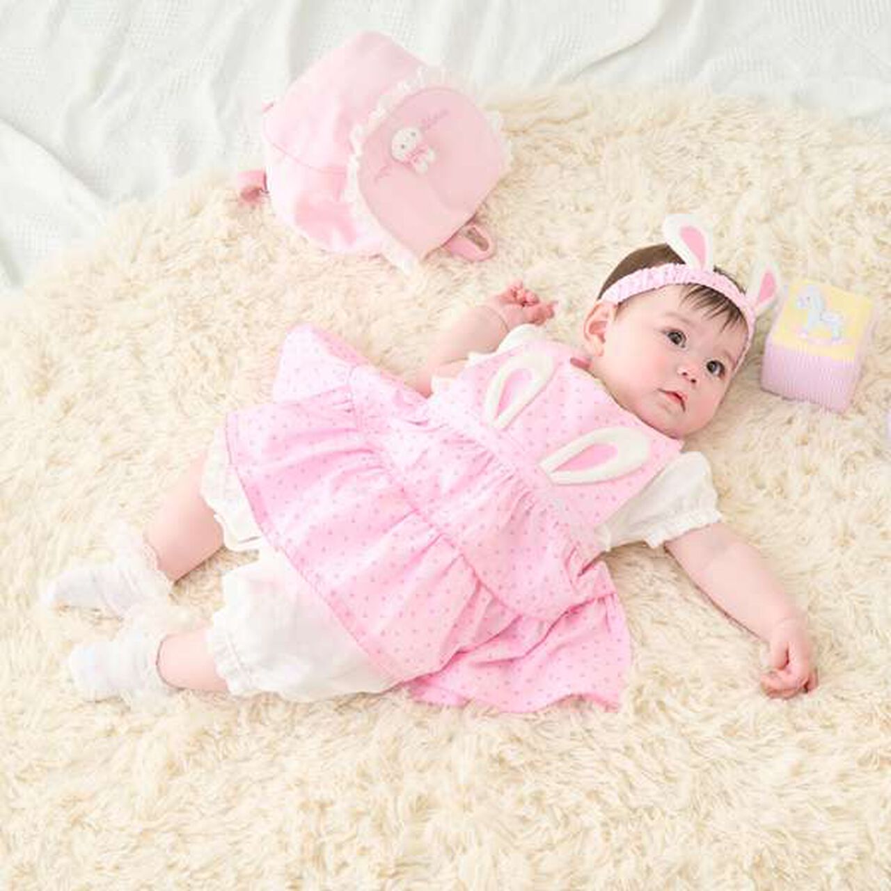 Original Box Bunny Ear Apron & Headband Set,Light pink, large image number 0