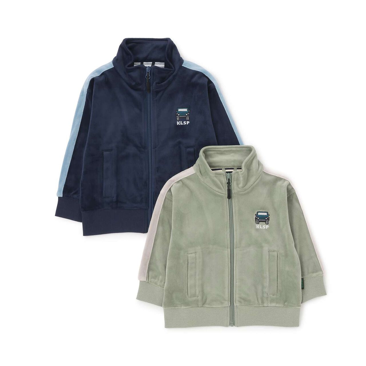 Velour Long-Sleeve Zip-Up Jacket with Car Embroidery,Khaki, large image number 3