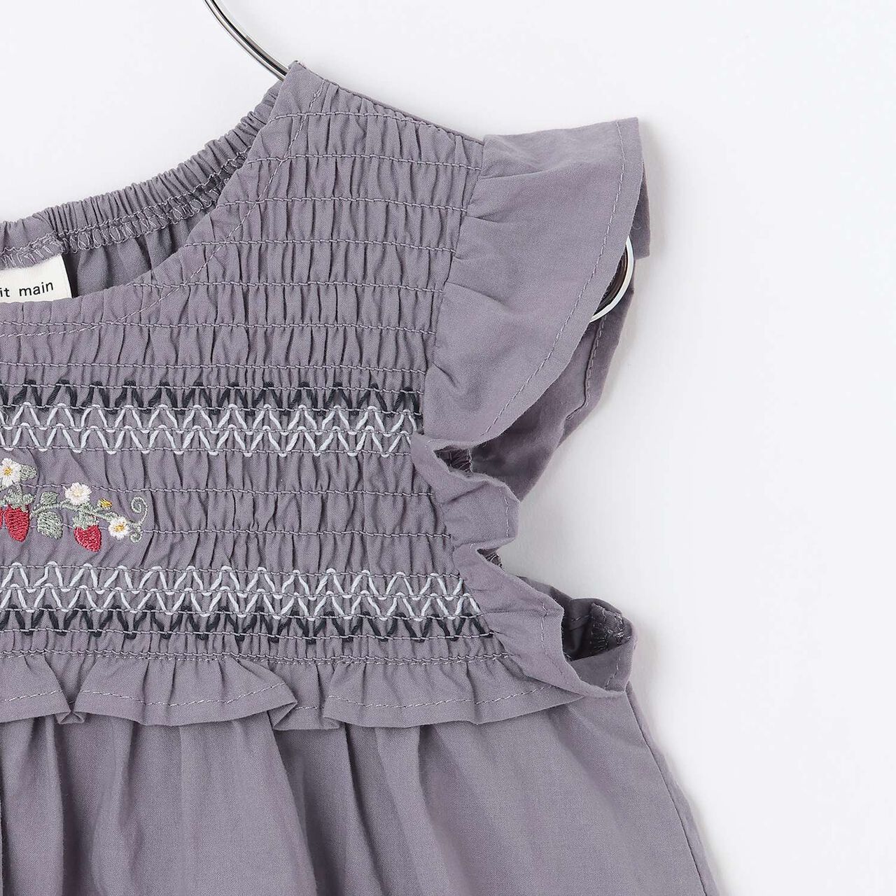 Link Strawberry Embroidery Shirred Tunic,Blue gray, large image number 12