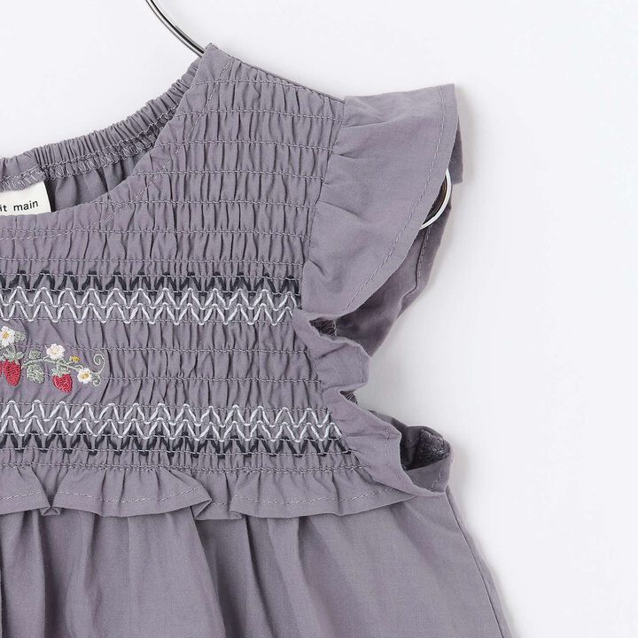 Link Strawberry Embroidery Shirred Tunic,Blue gray, medium image number 12