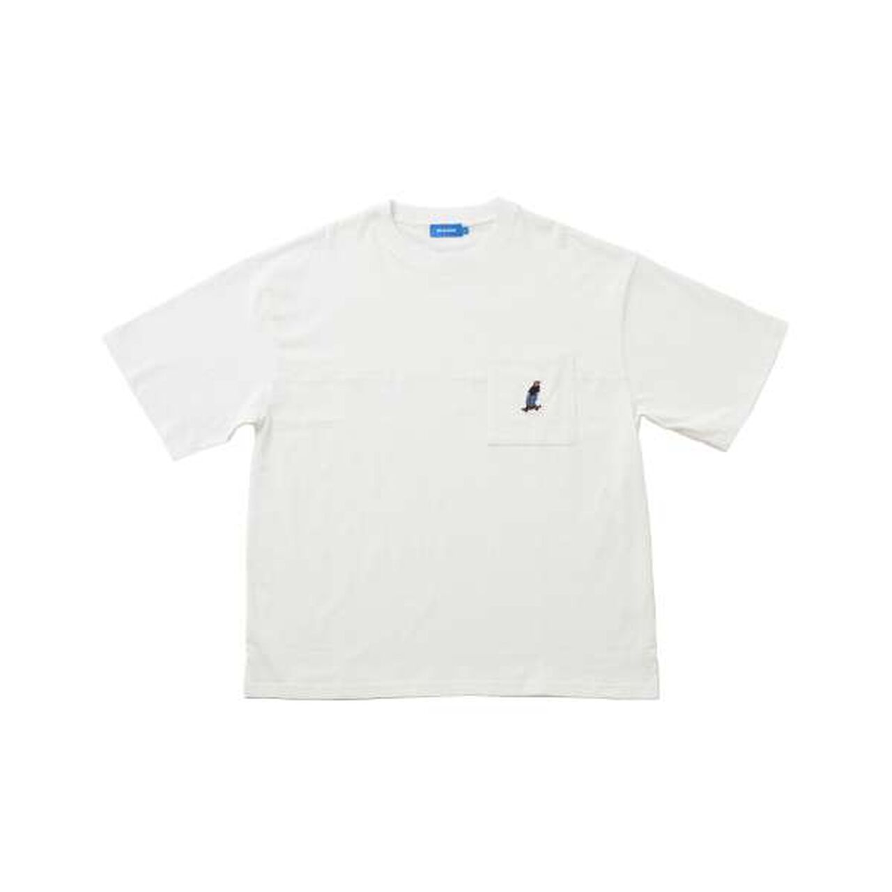 Big Short Sleeve T-Shirt with Pocket and Skater Embroidery,White, large image number 8