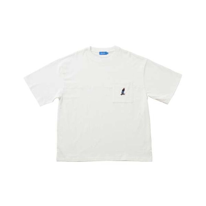 Big Short Sleeve T-Shirt with Pocket and Skater Embroidery,White, medium image number 8