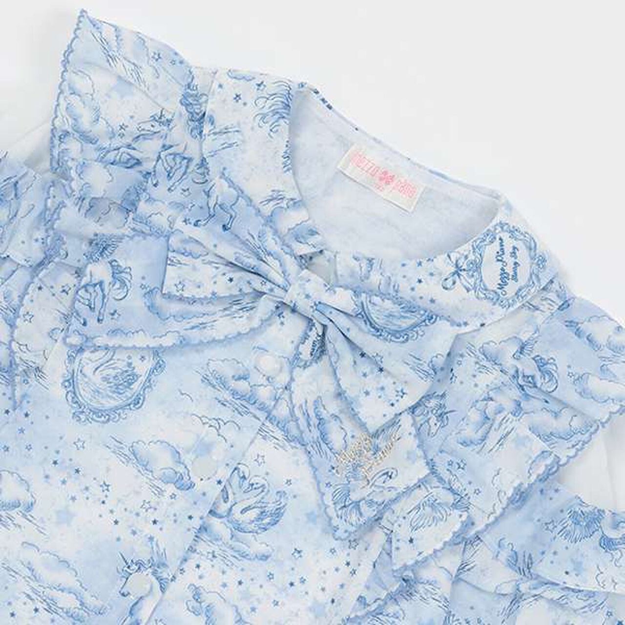 Frill Bow Tie Blouse,Blue, large image number 8