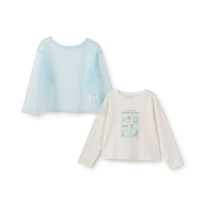 Tulle Layered Long-Sleeve T-Shirt,Off white, medium image number 6