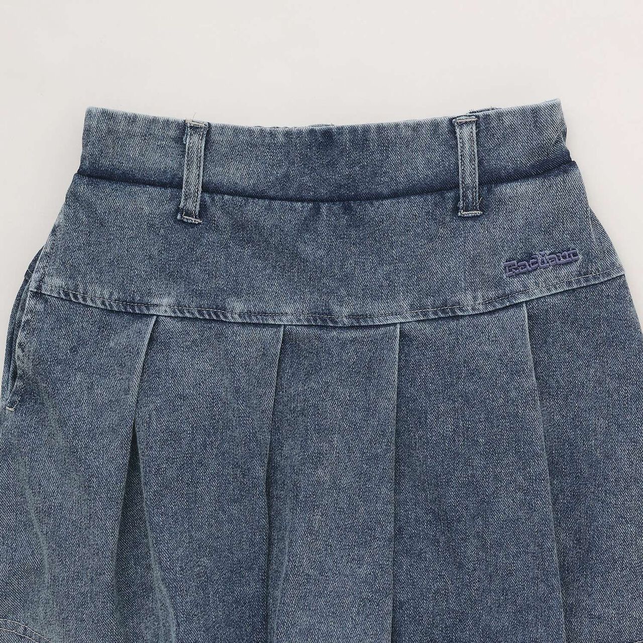 [With Belt Loops] Denim-Look Pleated Skirt,Blue, large image number 8