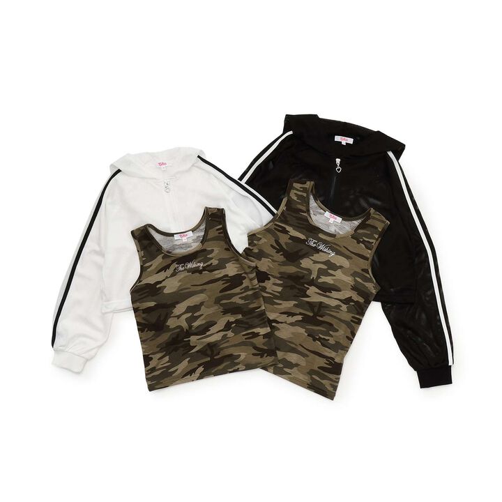 [3WAY] Mesh Hoodie & Camouflage Tank Set,Off white, medium image number 20