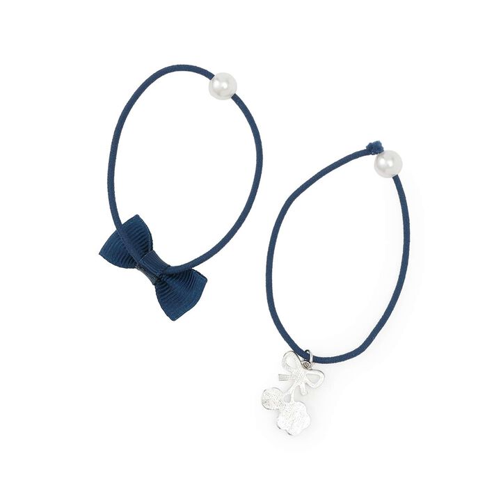 Ribbon Motif Hair Ponytail Holder,Pink, medium image number 1