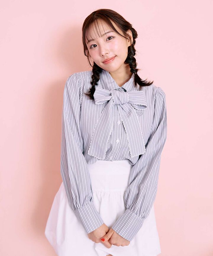 Bow Tie Logo Embroidery Shirt,Off white, medium image number 2