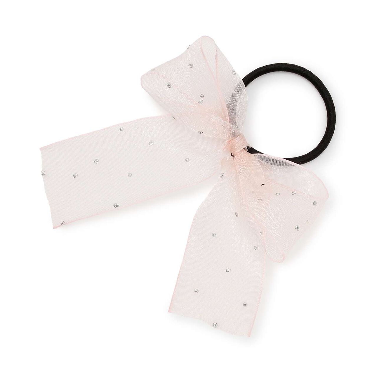 Rhinestone Ribbon Hair Tie,Pink, large image number 0